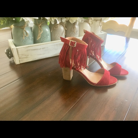 Red Fringed Sandals - Picture 3 of 8